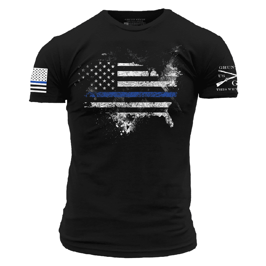 Blue Line American Acid T-Shirt - Black