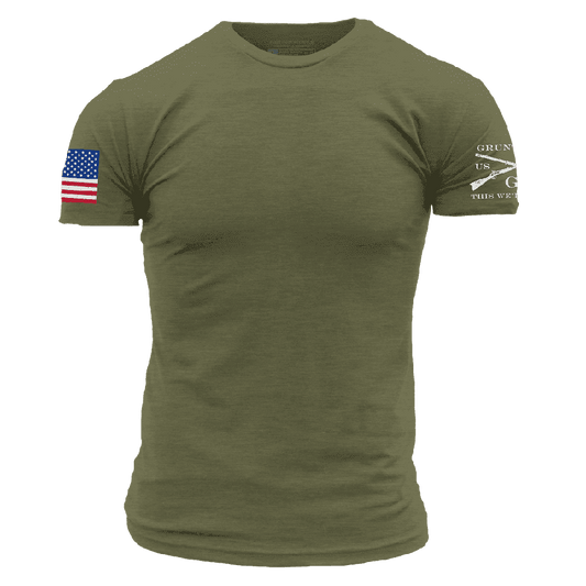 USA Flag Basic T-Shirt - Military Green