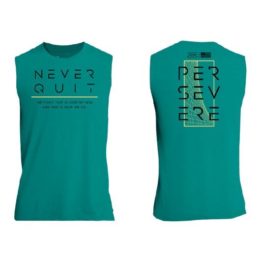 Never Quit Muscle Tank - Heather Aqua