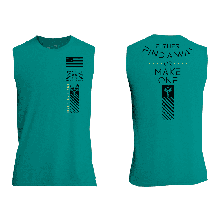 Find A Way Or Make One Muscle Tank - Heather Aqua