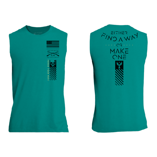 Find A Way Or Make One Muscle Tank - Heather Aqua