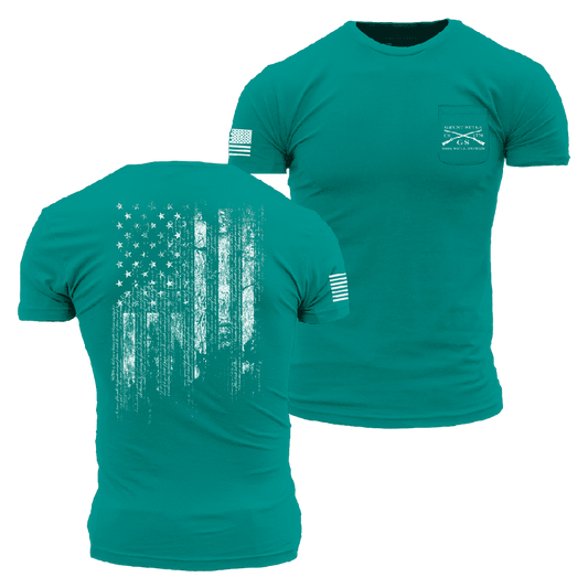 1776 Flag Pocket Tee - Heather Aqua