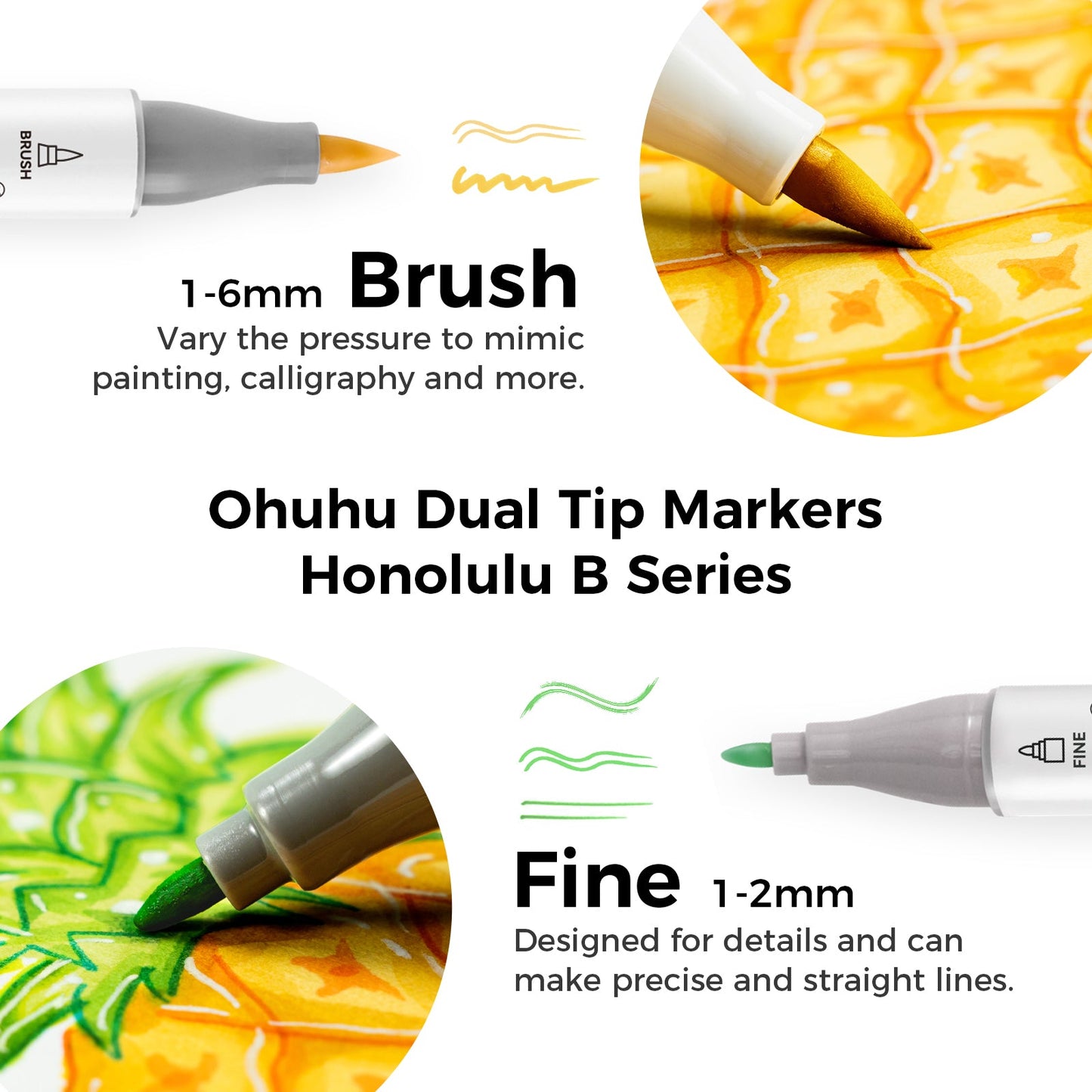 Ohuhu Honolulu 72 Colors Dual Tips Alcohol Art Markers
