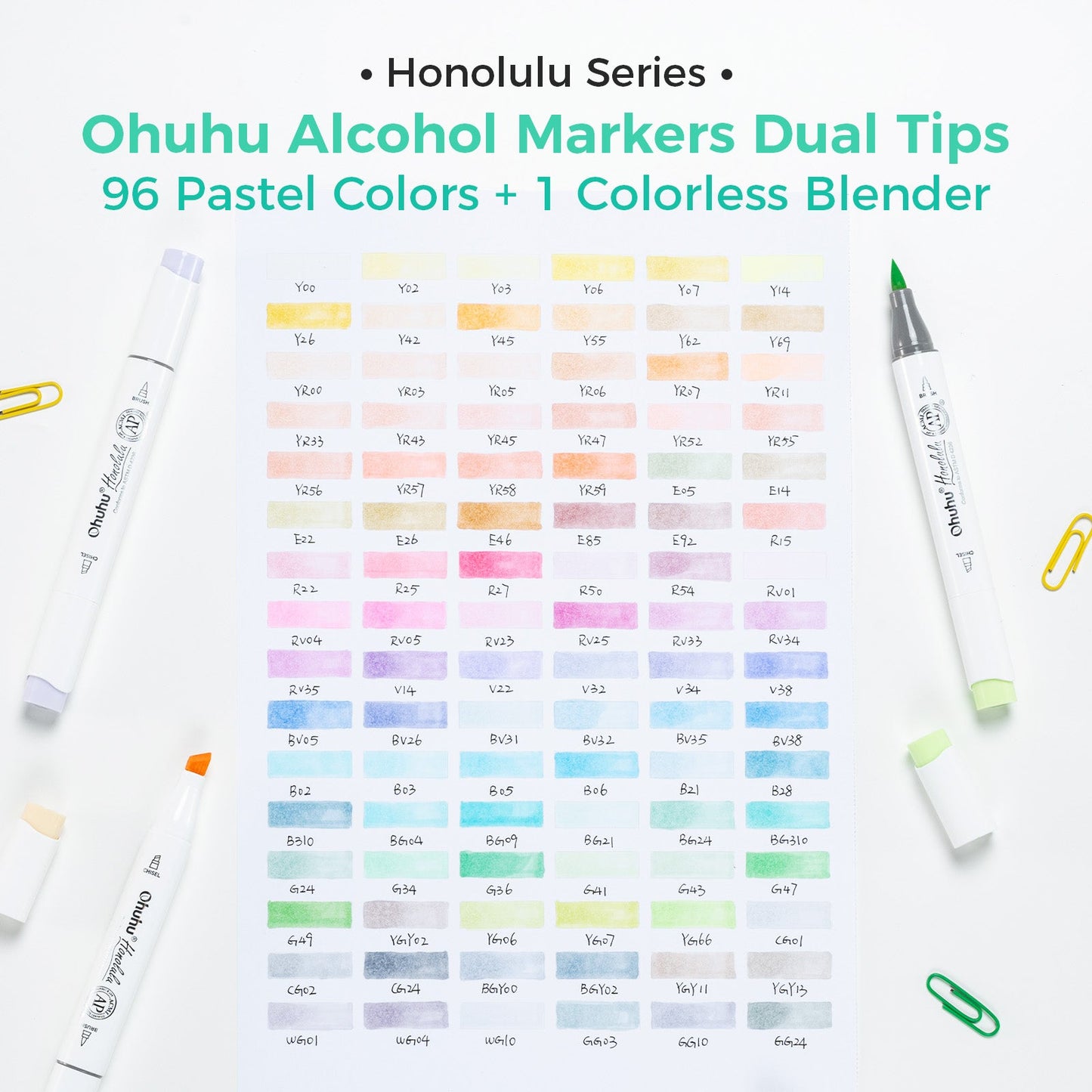Ohuhu Honolulu 96 Pastel Colors Alcohol Art Markers - Sweetness & Blossoming