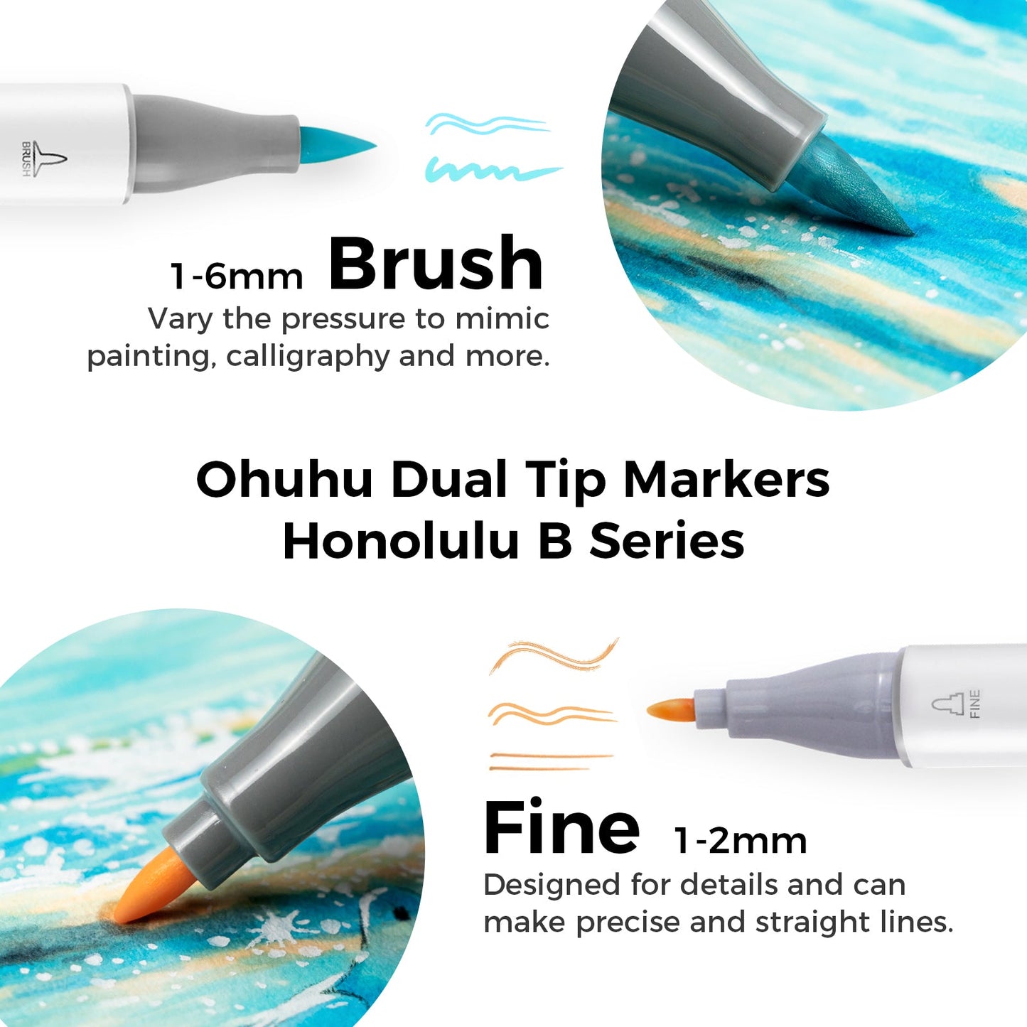Ohuhu Honolulu New 48 Pastel Colors Dual Tips Alcohol Art Markers - Blossoming
