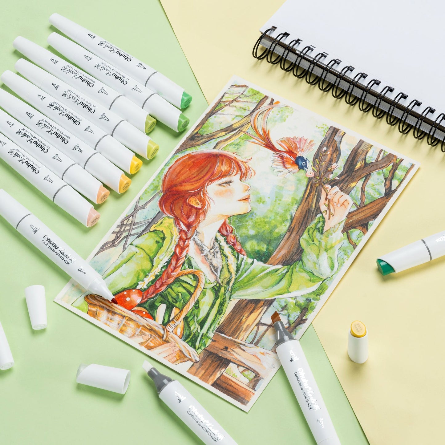 Ohuhu Kaala Four Tones Slim Broad and Fine Dual Tips Alcohol Art Markers