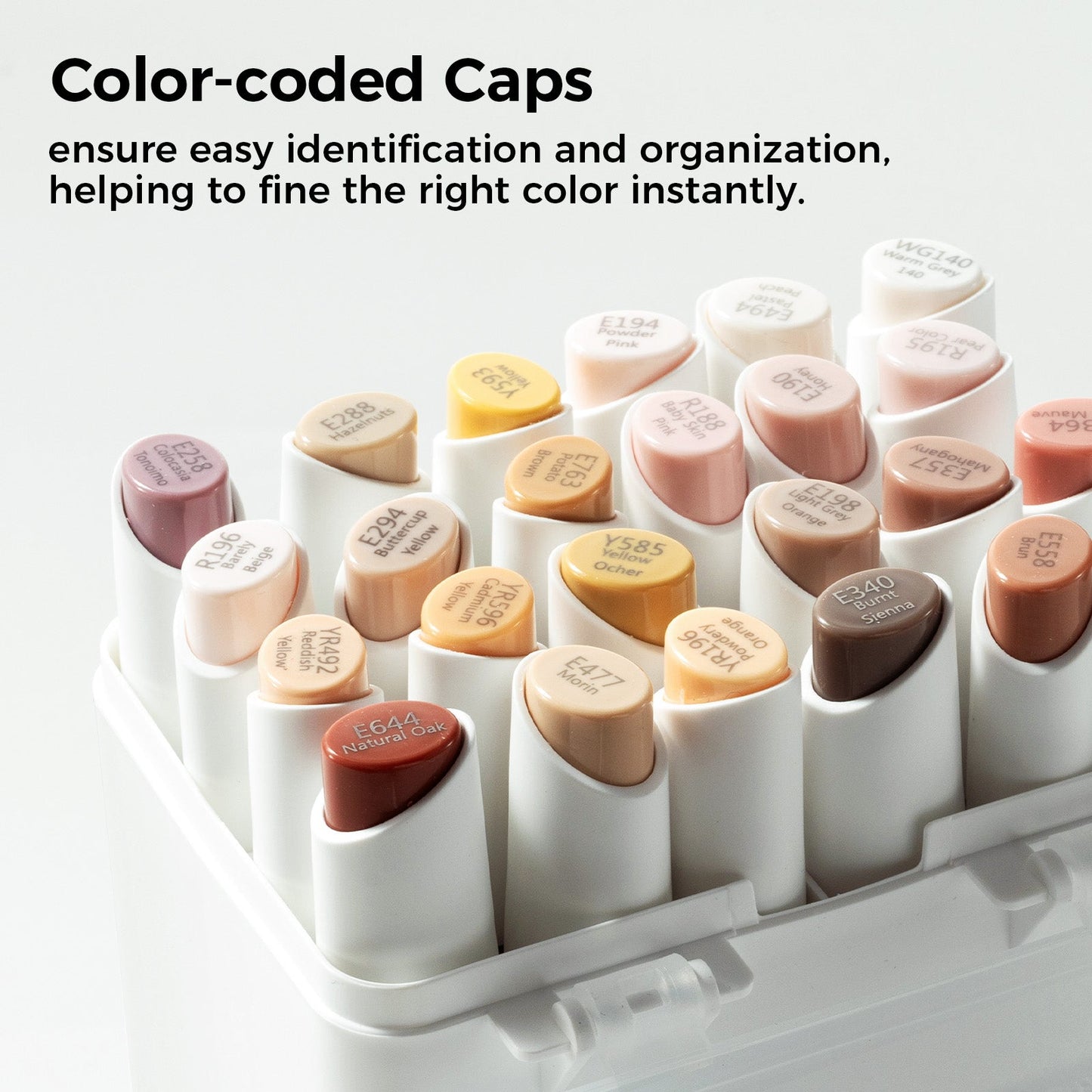Ohuhu Kaala  Slim Broad and Fine Dual Tips Alcohol Art Markers-24 Color Skin Tone