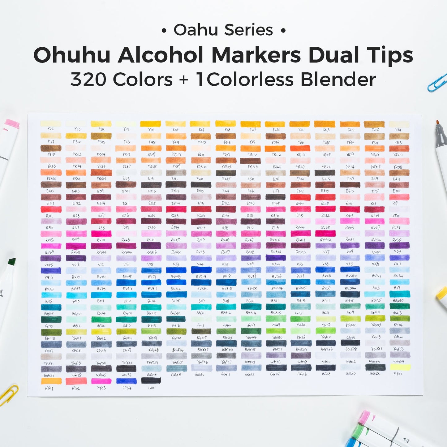 Ohuhu Oahu 320 Colors Dual Tips Alcohol Art Markers, Fine & Chisel