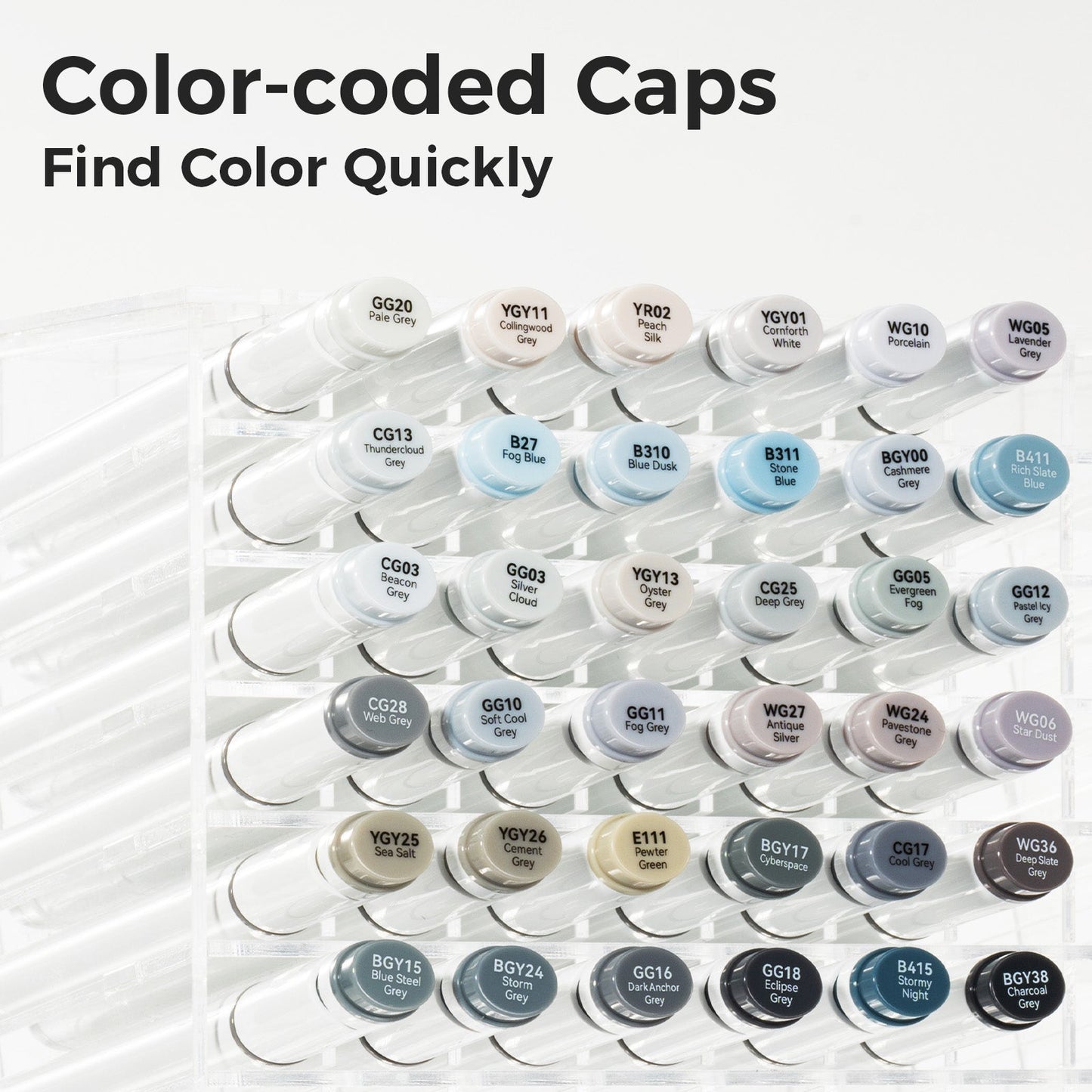 Ohuhu Oahu 36 Gray Tone Colors Dual Tips Alcohol Art Markers Set, Fine & Chisel