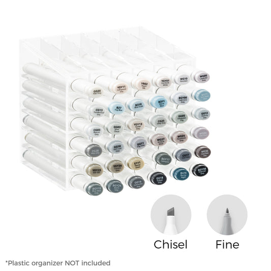 Ohuhu Oahu 36 Gray Tone Colors Dual Tips Alcohol Art Markers Set, Fine & Chisel