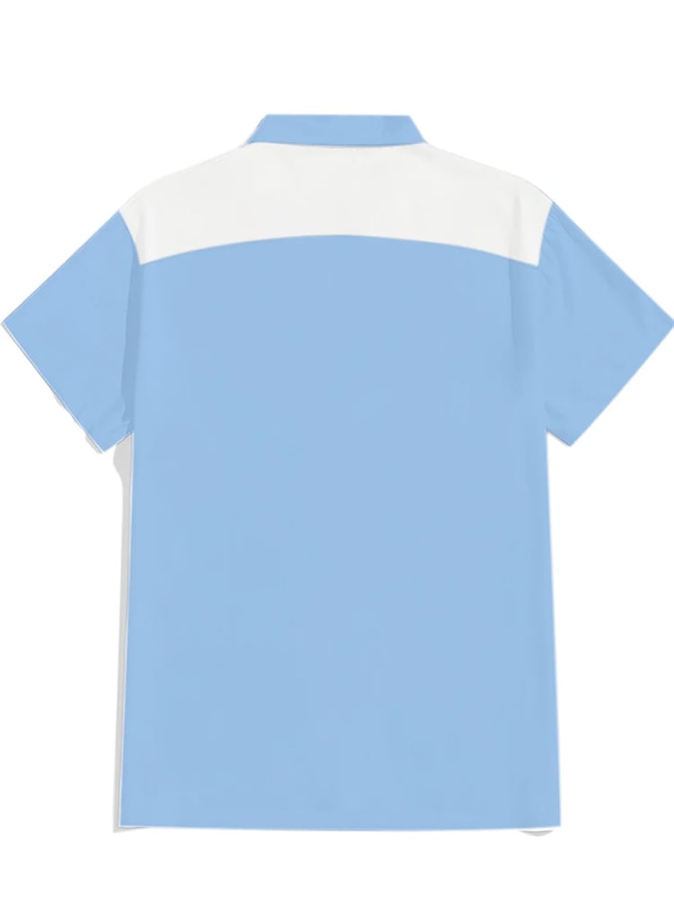 Men's cotton and linen UFO Western Cowboy print short-sleeved shirt