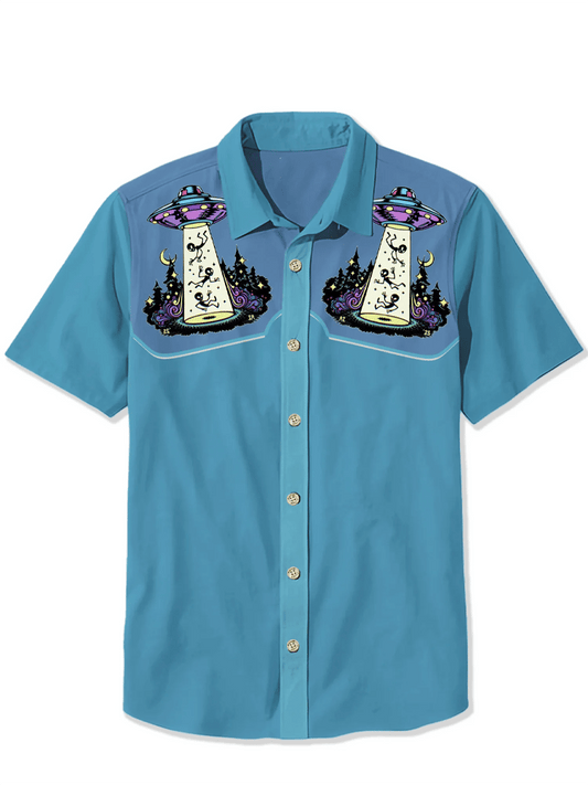 Men's Vintage Western Short Sleeve Shirt