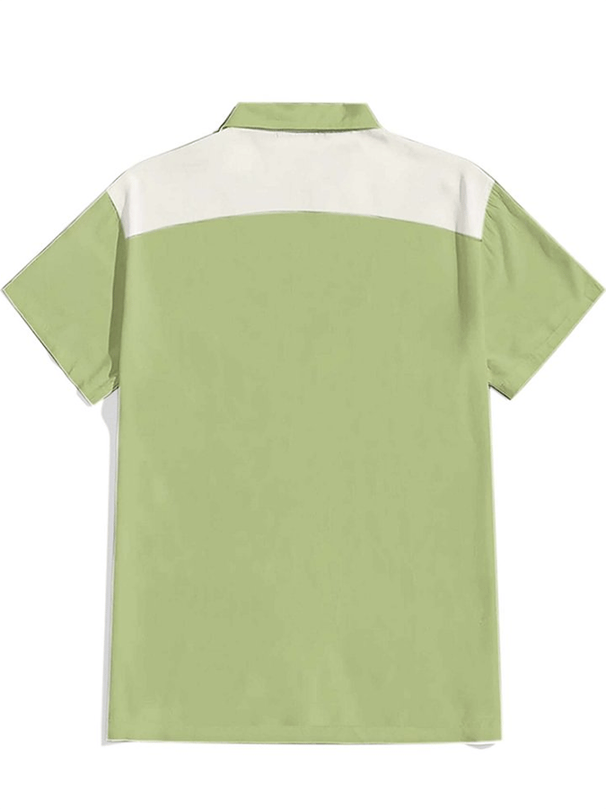 Men's Retro Western Contrast Print Short Sleeve Casual Shirt