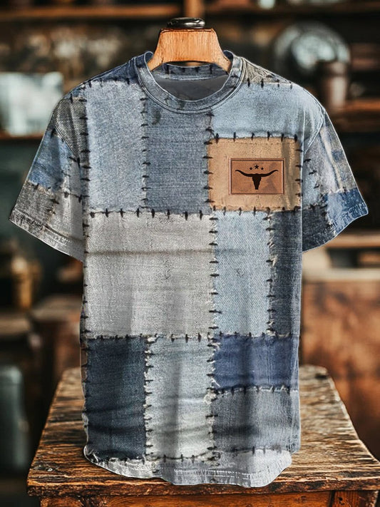 Men's Western Style Casual Vintage T-shirt