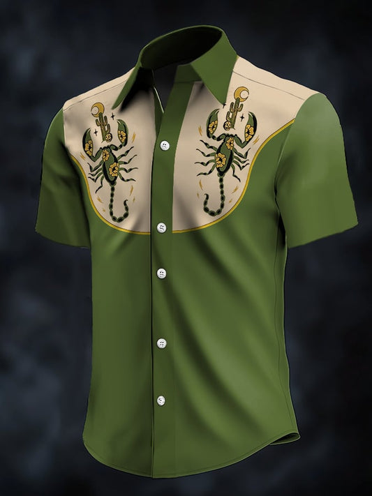 ⚡⚡Buy 2 Get 10% Off⚡⚡Men's Retro Western Contrast Print Short Sleeve Casual Shirt