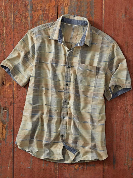 Men's Western Vintage Plaid Short Sleeve Shirt