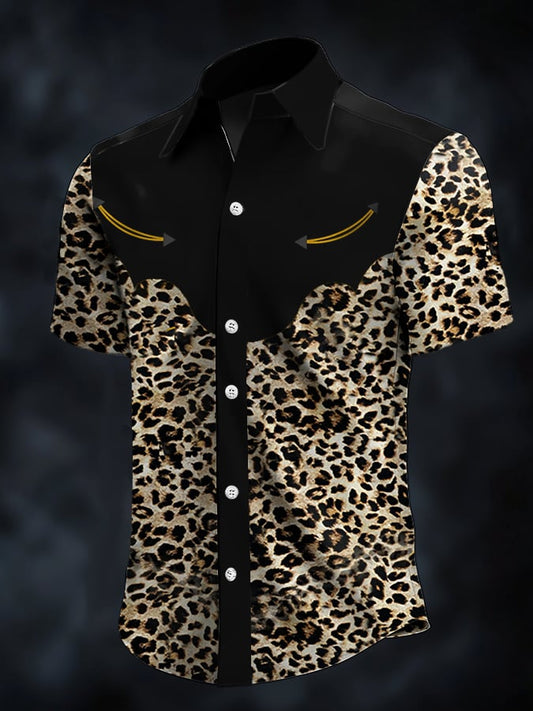 ⚡⚡Buy 2 Get 10% Off⚡⚡Men's Retro Western Contrast Print Short Sleeve Casual Shirt