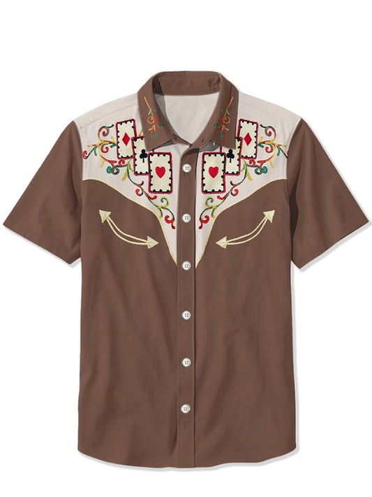 Men's Vintage Western Print Shirt