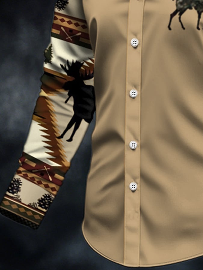Men's Casual Western Style Contrast Color Shirt