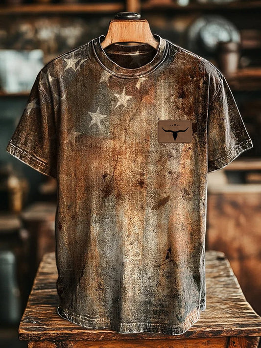 Men's Western Style Casual Vintage T-shirt