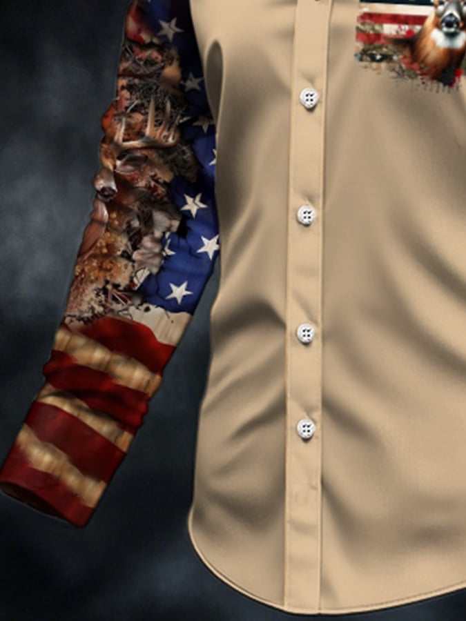 Men's Casual Western Style Contrast Color Shirt