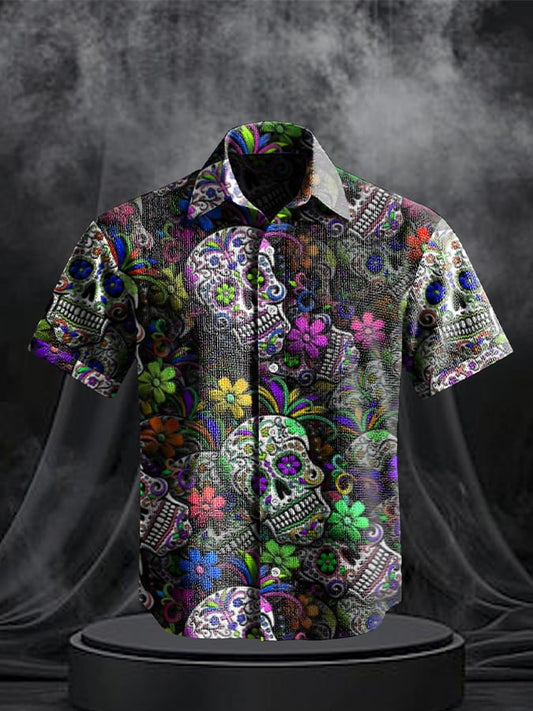Men's Vintage Skull Print Shirt