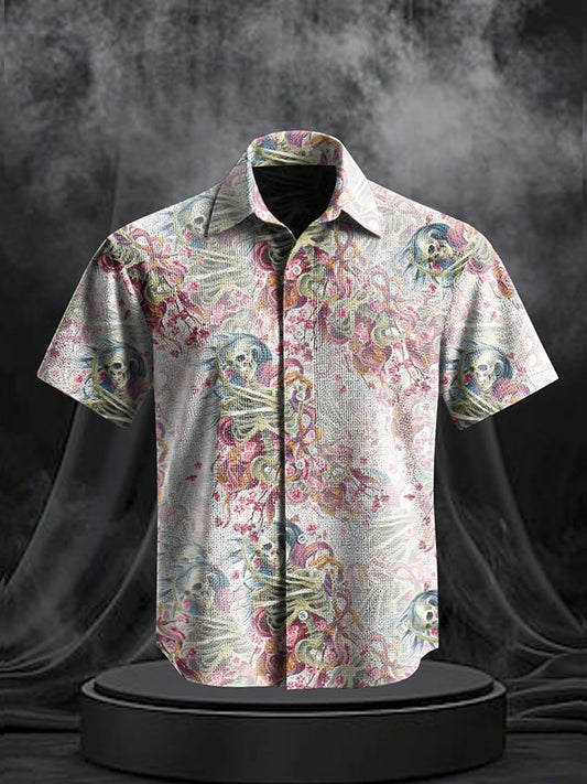 Men's Vintage Skull Print Shirt
