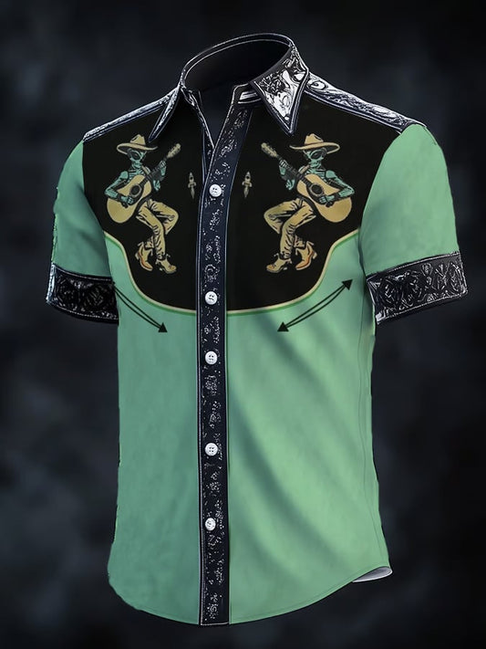 ⚡⚡Buy 2 Get 10% Off⚡⚡Men's Retro Western Print Short Sleeve Shirt
