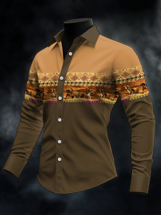Men's Casual Western Style Contrast Color Shirt