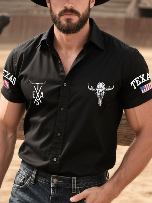 Men's Western Casual Denim Short Sleeve Shirt