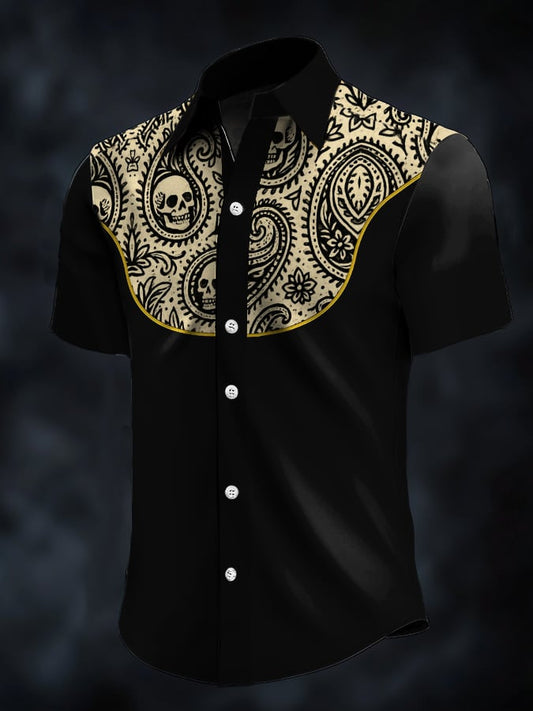 ⚡⚡Buy 2 Get 10% Off⚡⚡Men's Retro Western Contrast Print Short Sleeve Casual Shirt