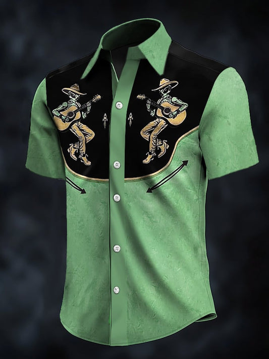 ⚡⚡Buy 2 Get 10% Off⚡⚡Men's Retro Western Contrast Print Short Sleeve Casual Shirt
