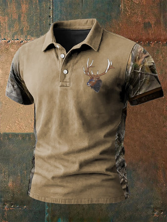 Men's Western-Style Printed Casual Polo Shirt
