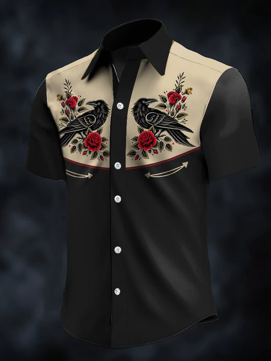 ⚡⚡Buy 2 Get 10% Off⚡⚡Men's Retro Western Contrast Print Short Sleeve Casual Shirt