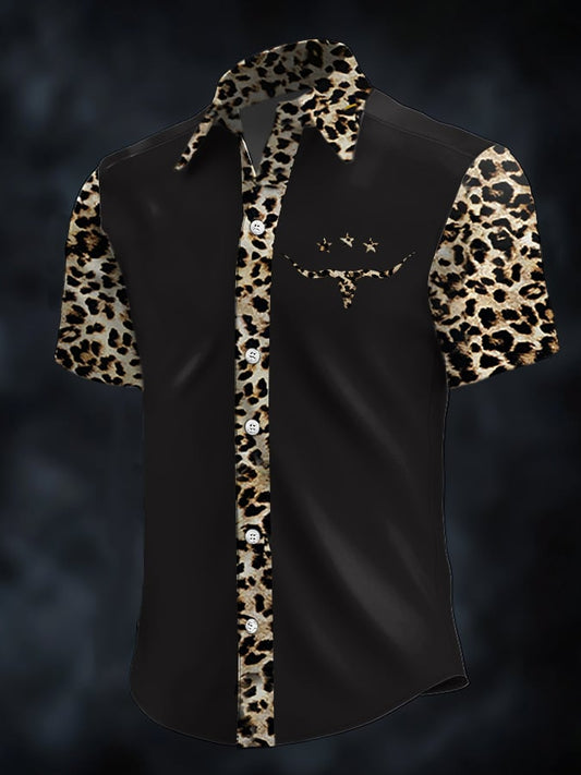 ⚡⚡Buy 2 Get 10% Off⚡⚡Men's Retro Western Contrast Print Short Sleeve Casual Shirt
