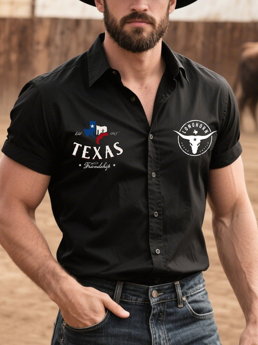 Men's Western Casual Denim Short Sleeve Shirt