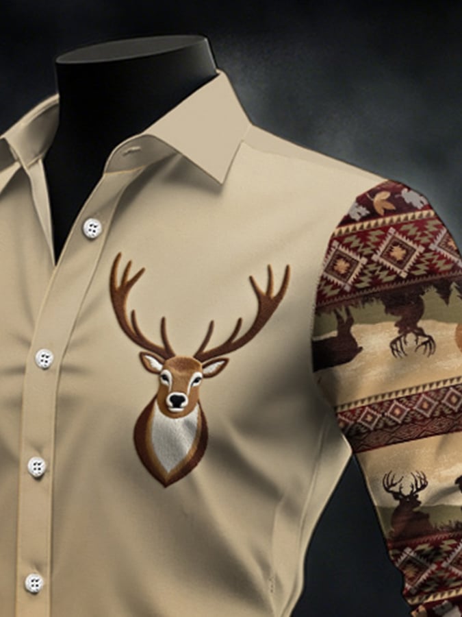 Men's Casual Western Style Contrast Color Shirt