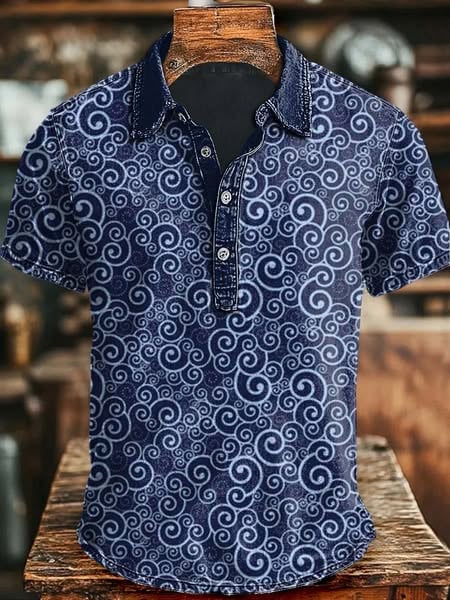 Men's Casual Retro Button Polo