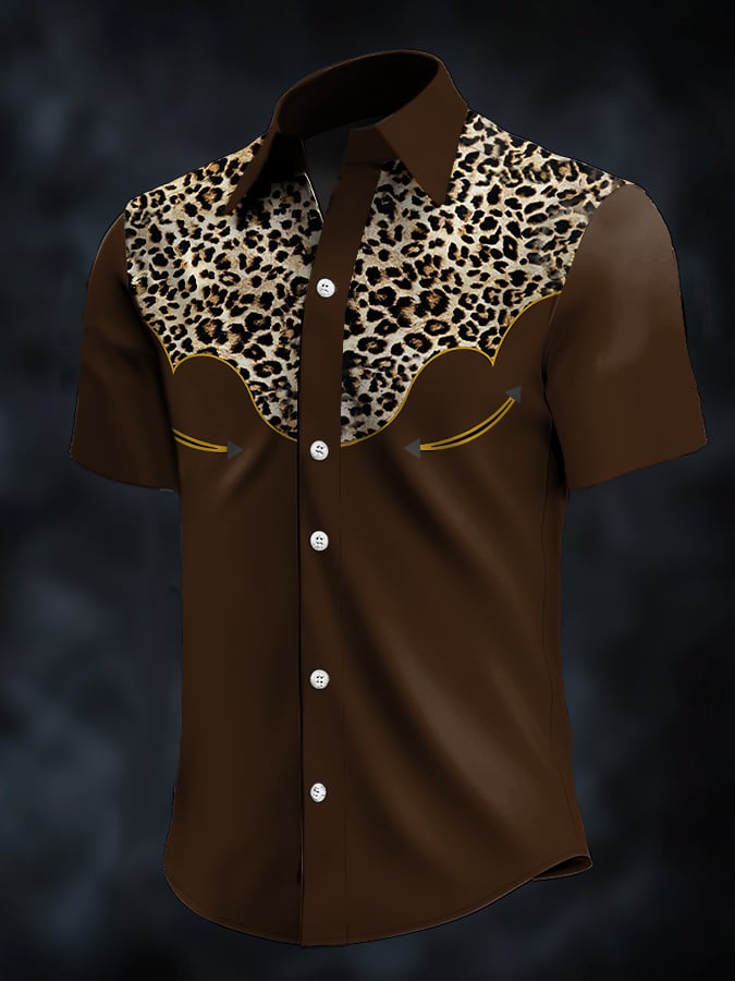 ⚡⚡Buy 2 Get 10% Off⚡⚡Men's Retro Western Contrast Print Short Sleeve Casual Shirt