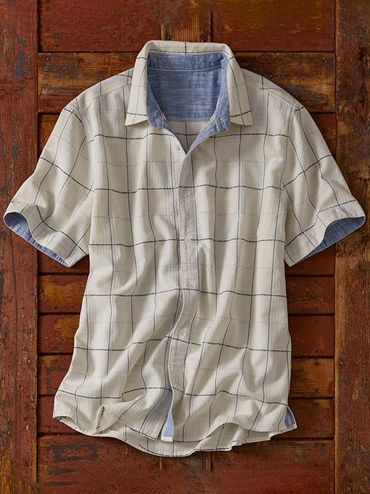 Men's Western Vintage Plaid Short Sleeve Shirt