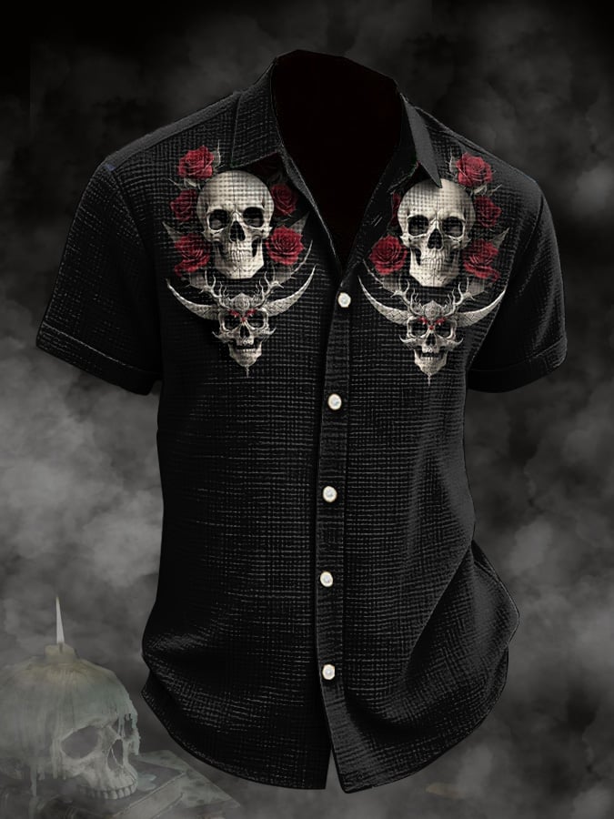 Men's Vintage Skull Print Shirt
