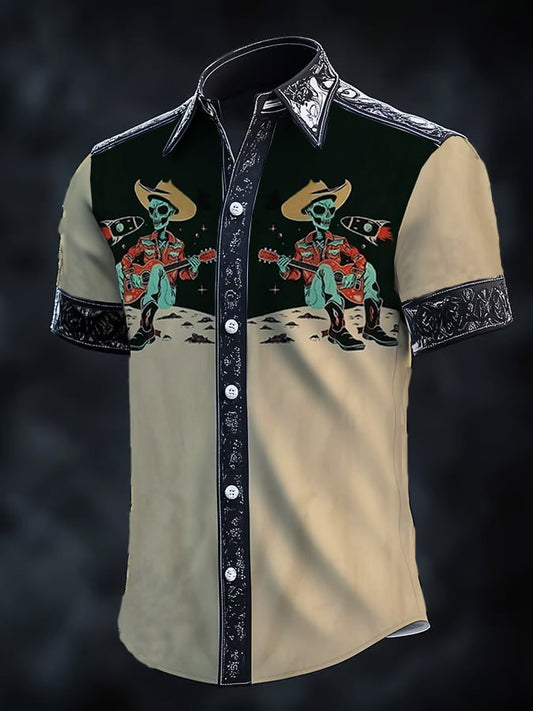 ⚡⚡Buy 2 Get 10% Off⚡⚡Men's Retro Western Print Short Sleeve Shirt