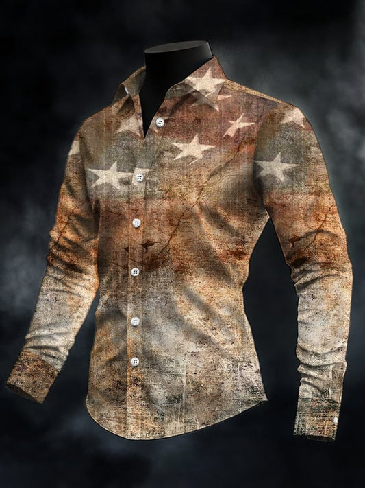 Men's Casual Western Style Contrast Color Shirt