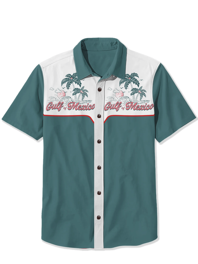 Men's Vintage Gulf of Mexico Map Short Sleeve Shirt