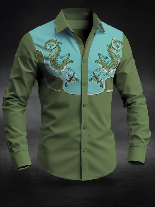 ⚡⚡Buy 2 Get 10% Off⚡⚡Men's Retro Western Contrast Print Long Sleeve Casual Shirt