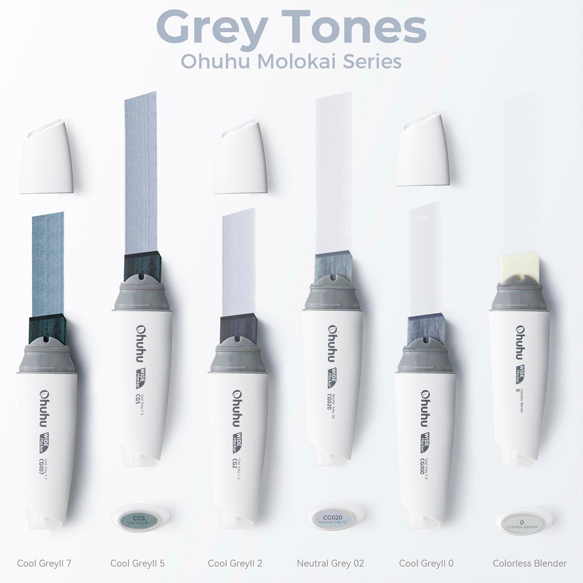 Ohuhu Molokai Four Tones Extra-wide Tip Alcohol Art Markers