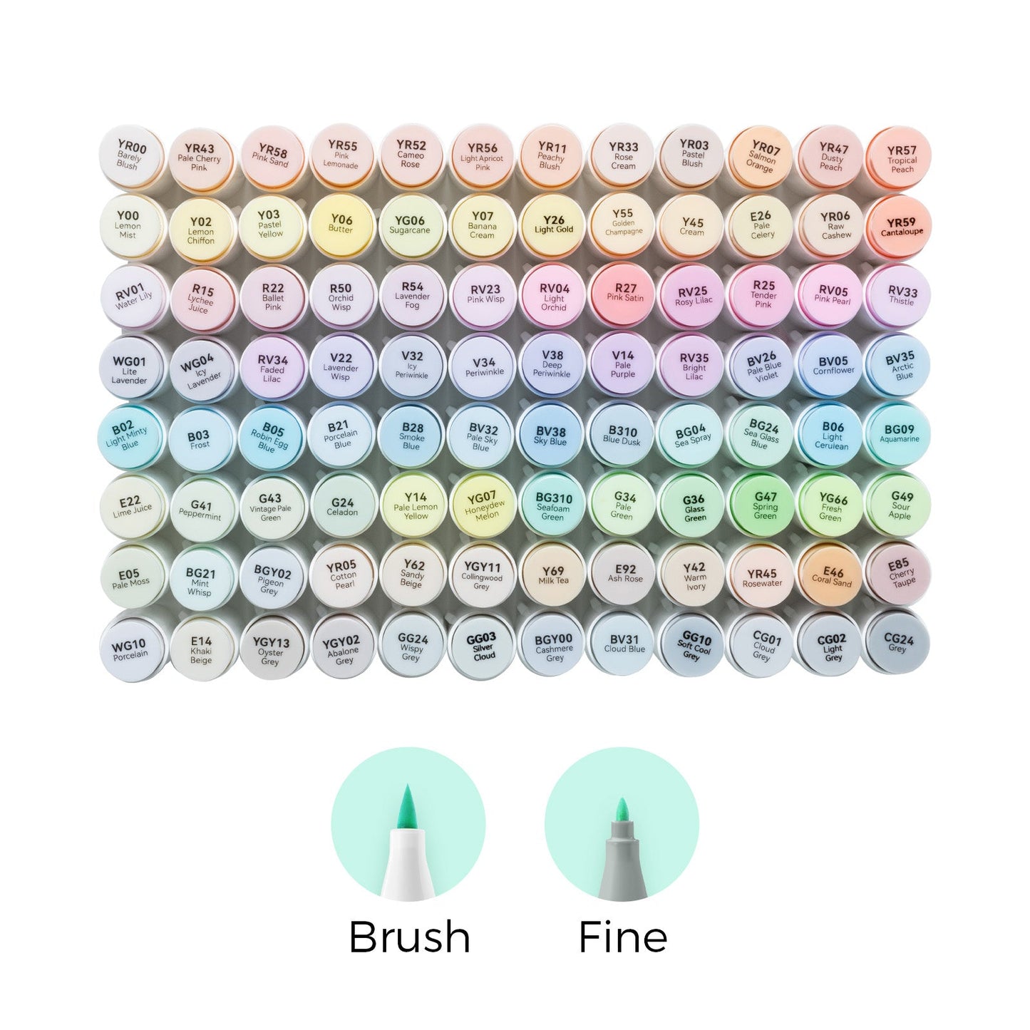 Ohuhu Honolulu 96 Pastel Colors Alcohol Art Markers - Sweetness & Blossoming